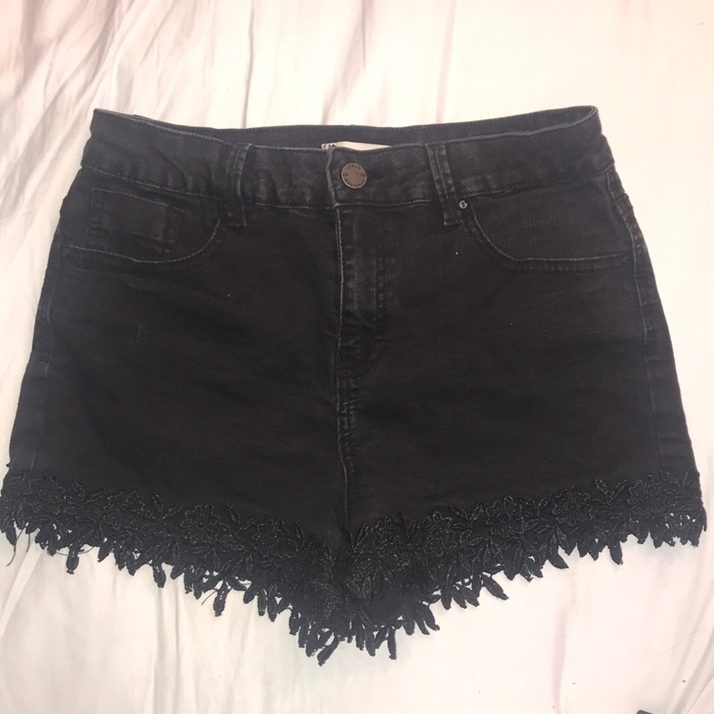 High Waisted Black Jean Shorts